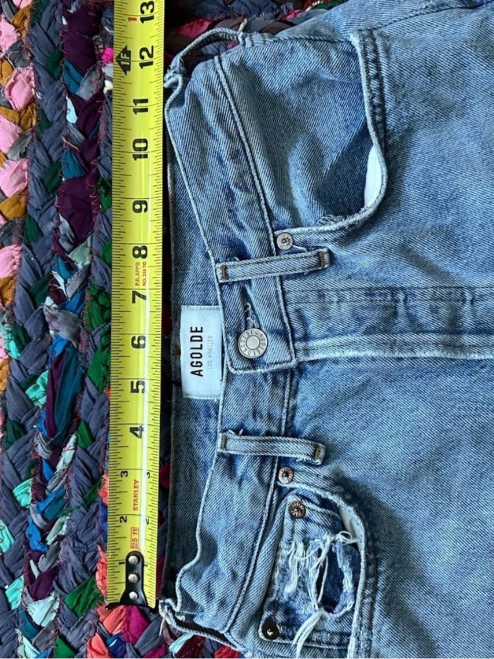 AGOLDE Light Wash High Rise Straight Leg Jeans Women's Size 23 Distressed Denim - Picture 15 of 16